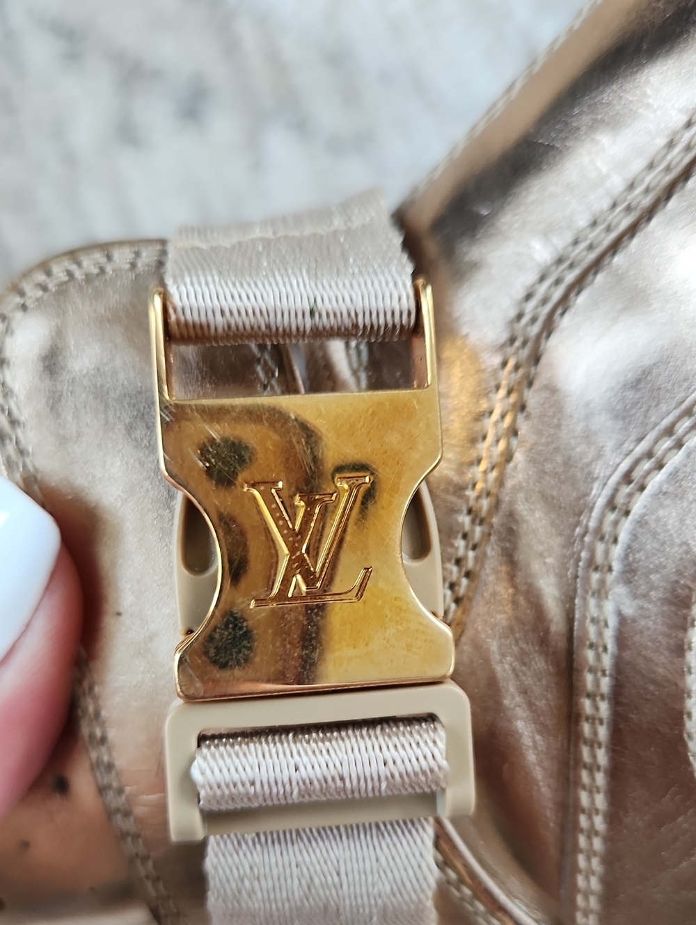 Louis Vuitton High Top Gold Lesther Sneakers, Size 6 1/2 - Picture 10 of 11